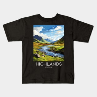 A Pop Art Travel Print of the Highlands - Scotland Kids T-Shirt